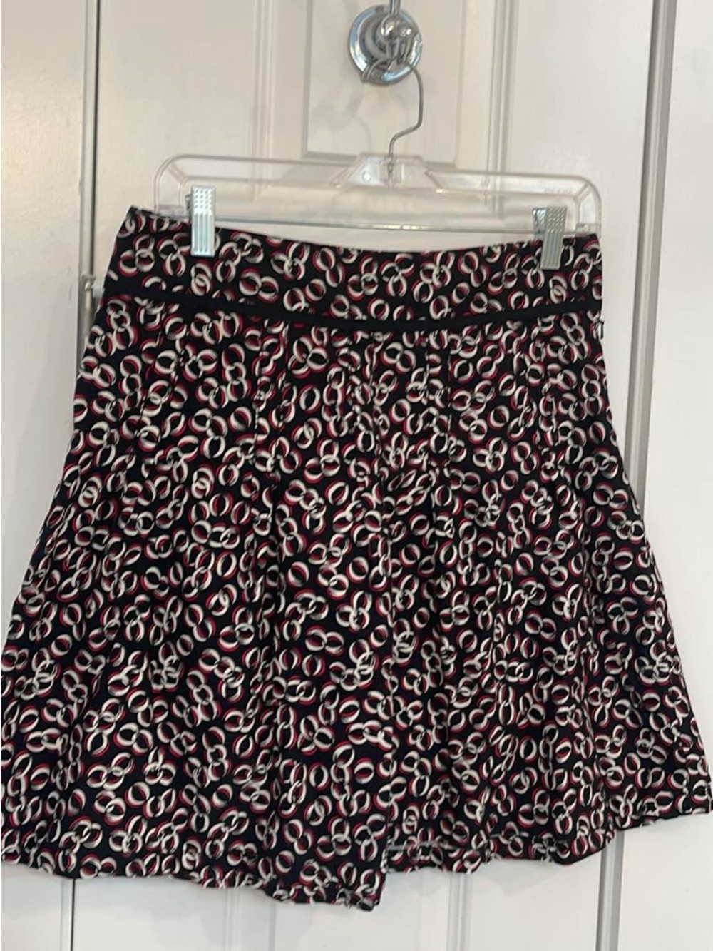 LOFT Black, Pink & White Printed Skater Skirt
